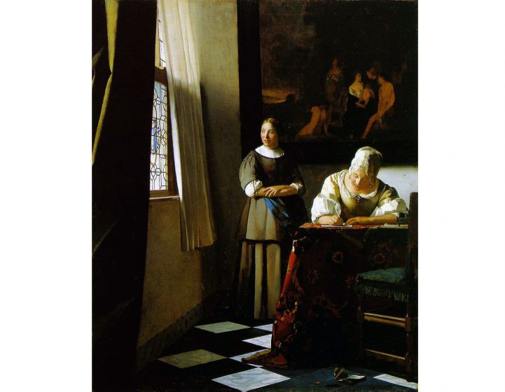 Dama que escribe una carta y su sirvienta (1670) Johannes Vermeer van Delft.